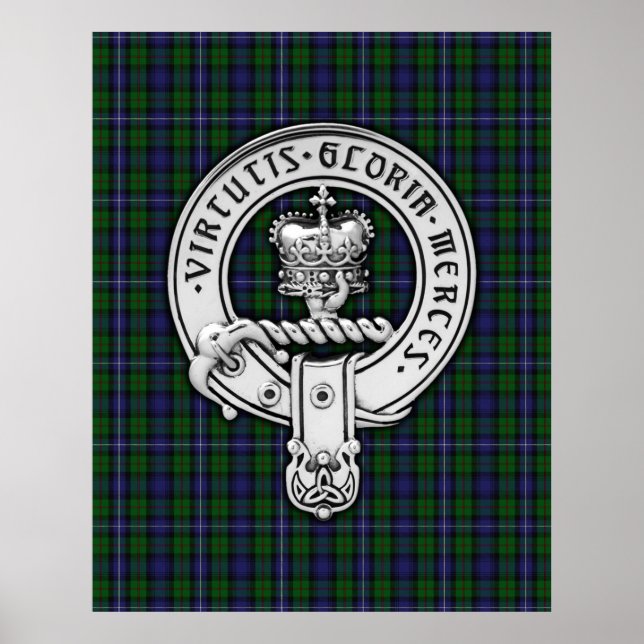Clan Donnachaidh (Robertson) Crest /Hunting Tartan Poster (Front)