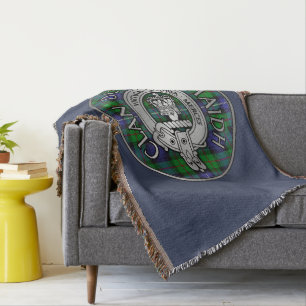 Clan Donnachaidh /Robertson Crest & Hunting Tartan Throw Blanket