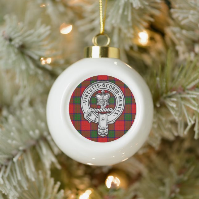 Clan Donnachaidh (Robertson) Crest & Tartan Ceramic Ball Christmas Ornament (Tree)