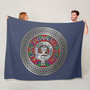 Clan Donnachaidh Robertson Crest & Tartan Knot Fleece Blanket