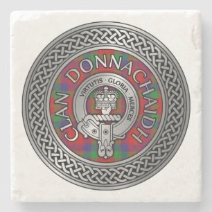 Clan Donnachaidh Robertson Crest & Tartan Knot Stone Coaster