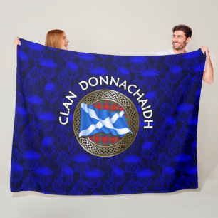 Clan Donnachaidh Robertson Tartan Knot & Flag Fleece Blanket