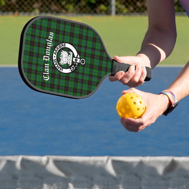 Clan Douglas Crest Badge & Tartan Pickleball Paddle (Insitu)