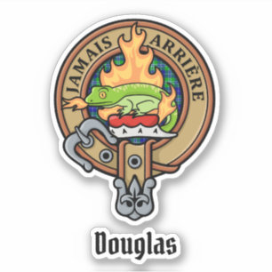 Clan Douglas Crest over Tartan