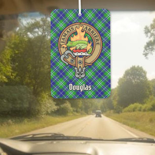 Clan Douglas Crest over Tartan Car Air Freshener
