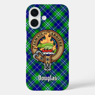 Clan Douglas Crest over Tartan iPhone 16 Case