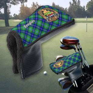 Clan Douglas Crest over Tartan Golf Head Cover