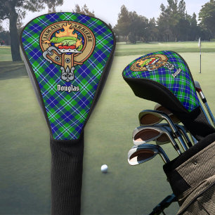 Clan Douglas Crest over Tartan Golf Head Cover