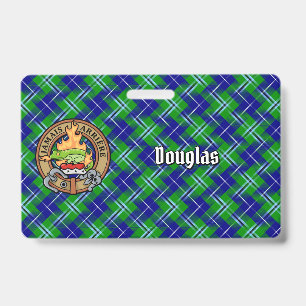 Clan Douglas Crest over Tartan ID Badge