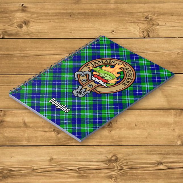 Clan Douglas Crest over Tartan Notebook (Creator Uploaded)