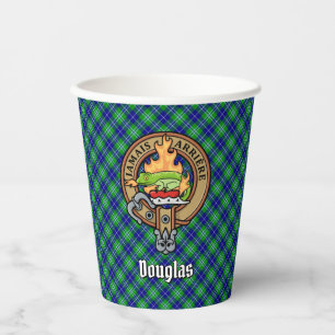Clan Douglas Crest over Tartan Paper Cups