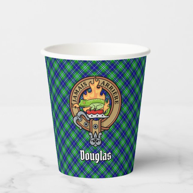Clan Douglas Crest over Tartan Paper Cups (Front)