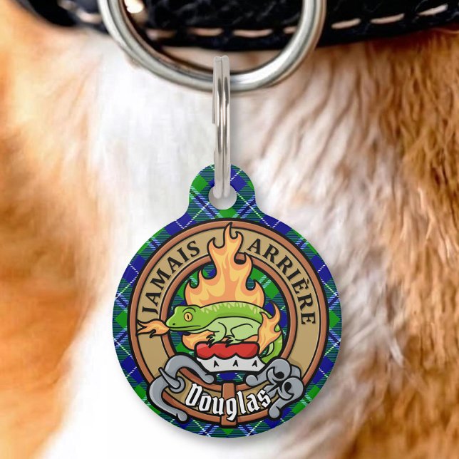 Clan Douglas Crest over Tartan Pet Tag (Creator Uploaded)