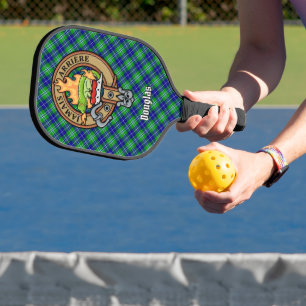 Clan Douglas Crest over Tartan Pickleball Paddle