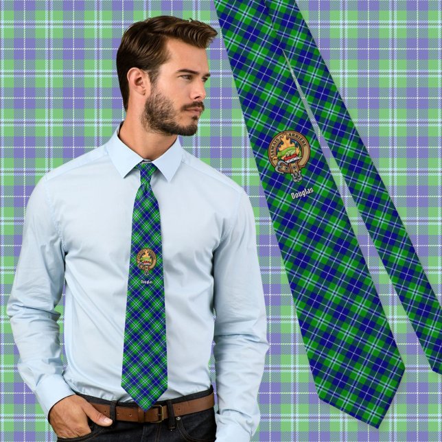 Clan Douglas Crest over Tartan Tie (Creator Uploaded)