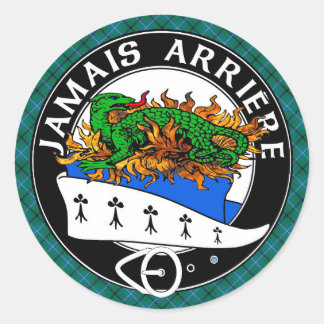 Clan Douglas Crest with Modern Douglas Tartan  Classic Round Sticker