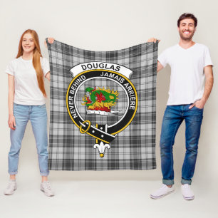 Clan Douglas Grey Modern Tartan Plaid Fleece Blanket