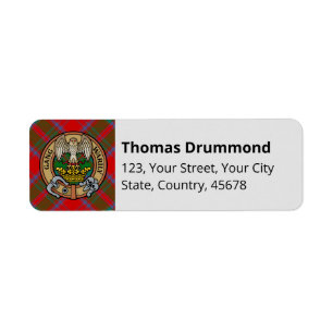 Clan Drummond Crest over Tartan