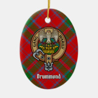 Clan Drummond Crest over Tartan