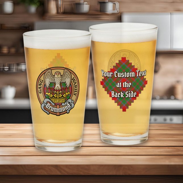 Clan Drummond Crest over Tartan Glass (Creator Uploaded)