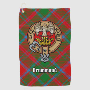 Clan Drummond Crest over Tartan Golf Towel