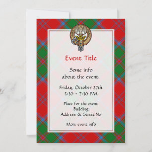 Clan Drummond Crest over Tartan Invitation