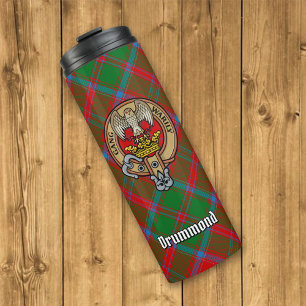 Clan Drummond Crest over Tartan Thermal Tumbler