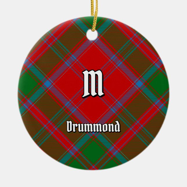 Clan Drummond Tartan Ceramic Tree Decoration (Front)