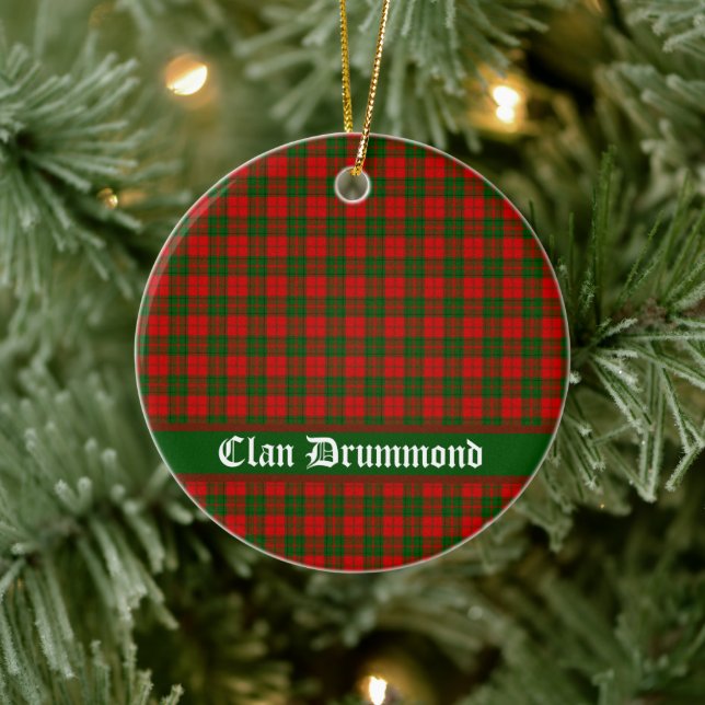 Clan Drummond Tartan Customisable  Ceramic Tree Decoration (Tree)