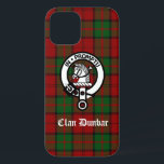 Clan Dunbar Tartan & Crest Badge iPhone 12 Case<br><div class="desc">Scottish Clan Dunbar crest badge and customisable text on tartan background</div>