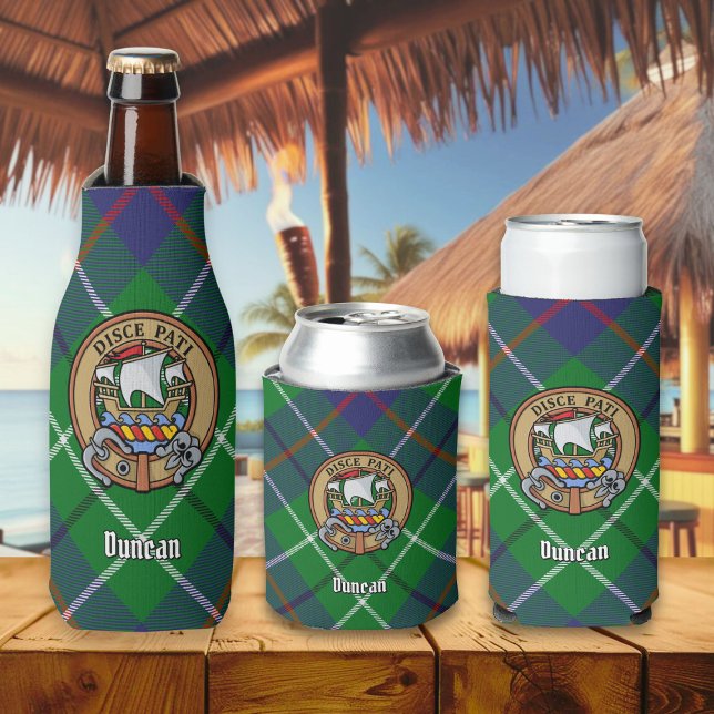 Clan Duncan Crest over Tartan Bottle Cooler (Creator Uploaded)