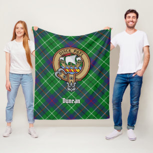 Clan Duncan Crest over Tartan Fleece Blanket