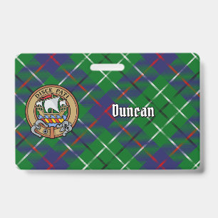 Clan Duncan Crest over Tartan ID Badge