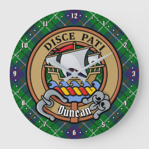 Clan Duncan Crest over Tartan Large Clock