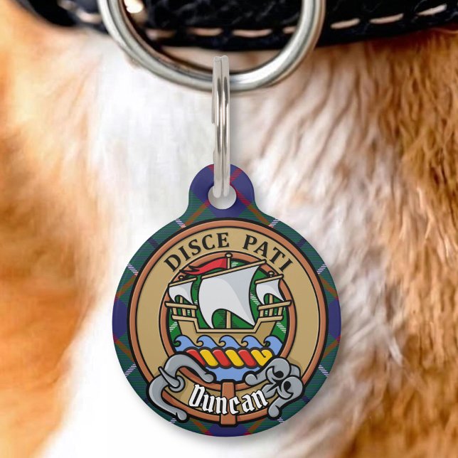 Clan Duncan Crest over Tartan Pet Tag (Creator Uploaded)