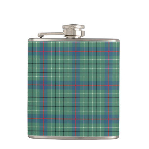 Clan Duncan Light Green and Blue Ancient Tartan Hip Flask