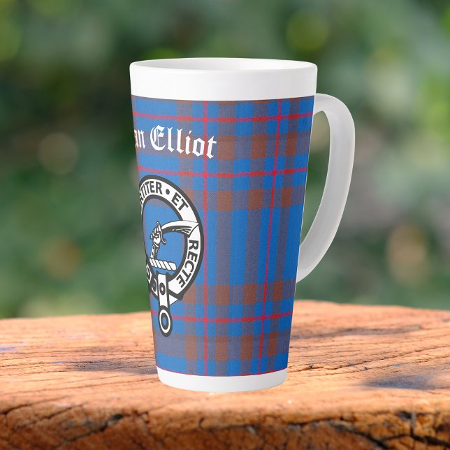 Clan Elliot Crest Badge & Tartan  Latte Mug (Creator Uploaded)