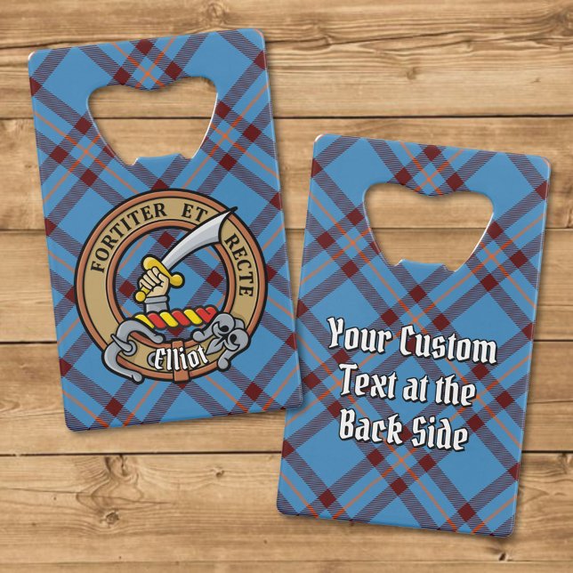 Clan Elliot Crest over Ancient Tartan (Creator Uploaded)
