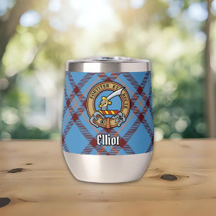 Clan Elliot Crest over Ancient Tartan