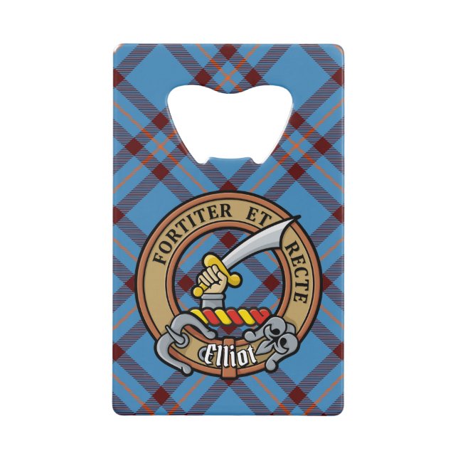 Clan Elliot Crest over Ancient Tartan (Front)