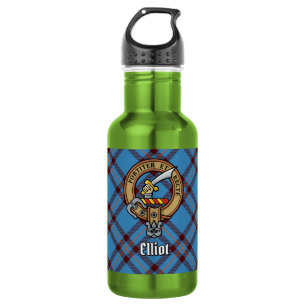 Clan Elliot Crest over Ancient Tartan 532 Ml Water Bottle