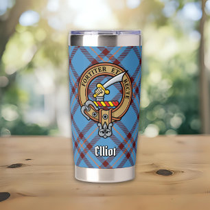 Clan Elliot Crest over Ancient Tartan Insulated Tumbler