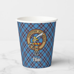 Clan Elliot Crest over Ancient Tartan Paper Cups
