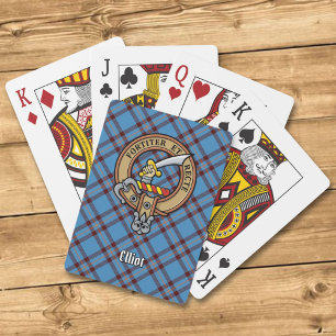 Clan Elliot Crest over Ancient Tartan Playing Cards