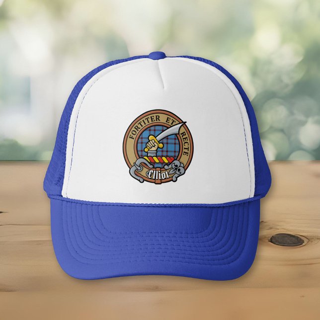 Clan Elliot Crest over Ancient Tartan Trucker Hat (Creator Uploaded)