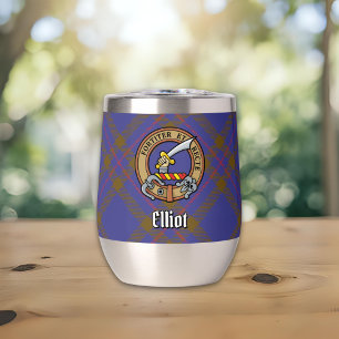 Clan Elliot Crest over Modern Tartan