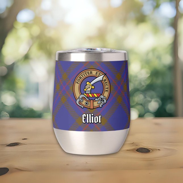Clan Elliot Crest over Modern Tartan (Creator Uploaded)