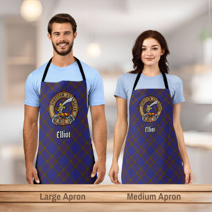 Clan Elliot Crest over Modern Tartan Apron