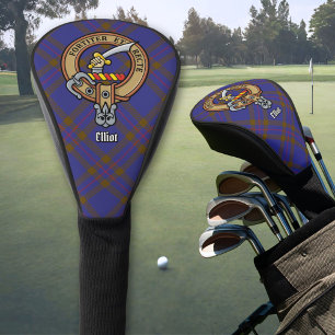 Clan Elliot Crest over Modern Tartan Golf Head Cover