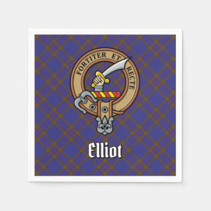Clan Elliot Crest over Modern Tartan Napkin